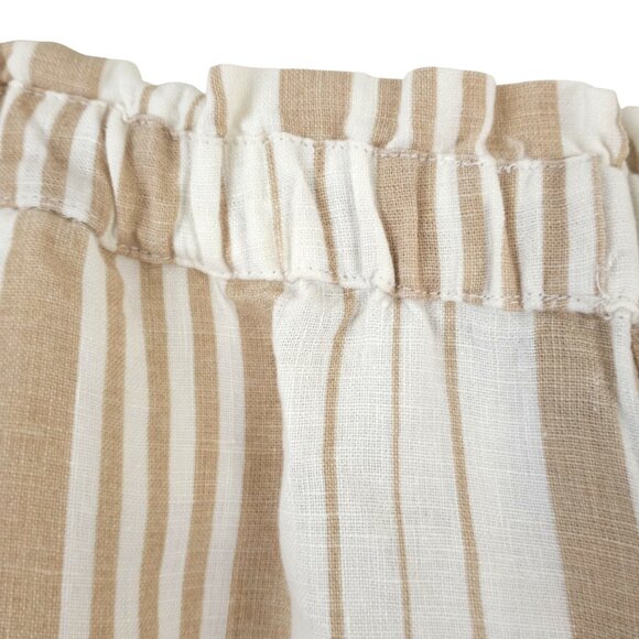 Chico's Womens 1.5 M 10 Tan White Striped 100% Linen Capri Cropped Pull On Pants - Picture 2 of 6